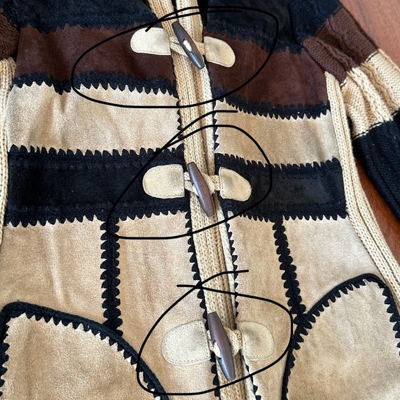 Vintage Leather Patchwork Sweater Coat by Leather Bug size S - Picture 11 of 13